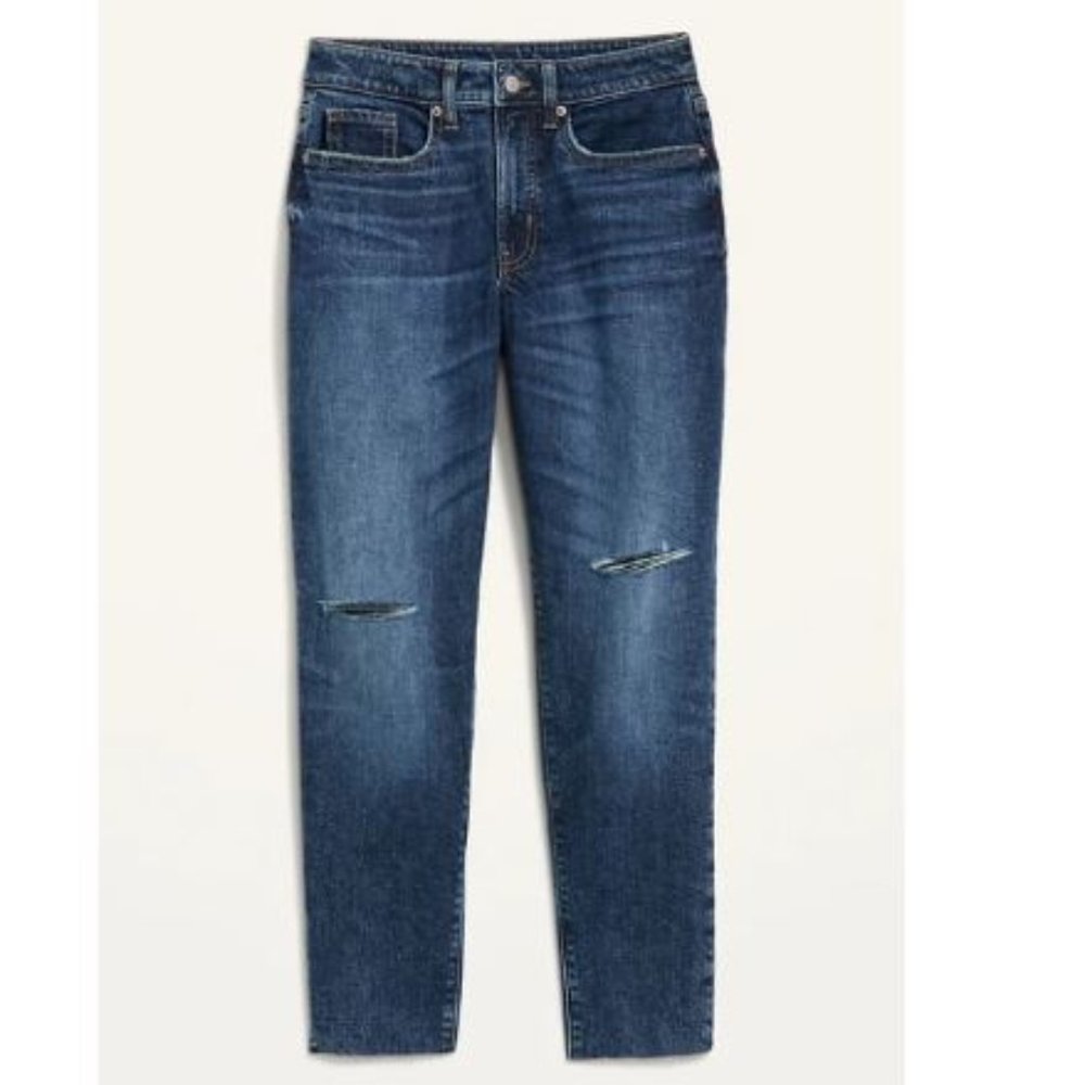 NWT High-Waisted Straight Ripped Cut-Off Jeans for Women